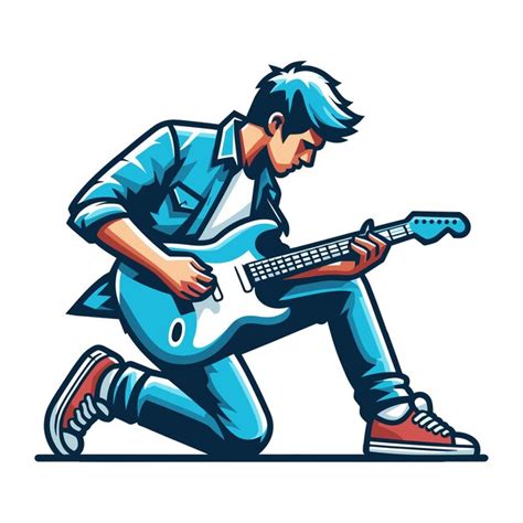 Premium Vector Musician Playing Electric Guitar Rockstar Guitarist