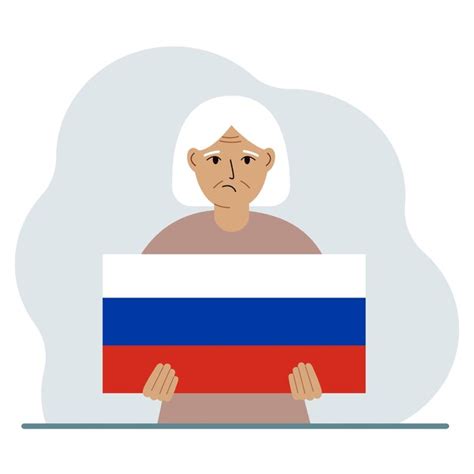 Premium Vector A Woman Holds A Russian Flag In His Hands The Concept