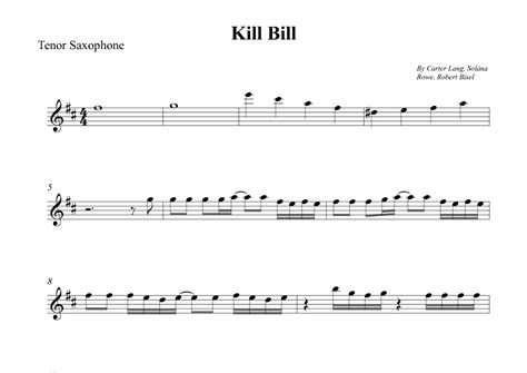 Kill Bill Arr Wesley S SIlva Sheet Music SZA Tenor Sax Solo