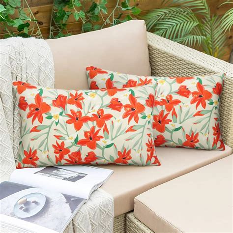 Amazon Pyonic Outdoor Pillows Cover Pack Of 2 Floral Waterproof