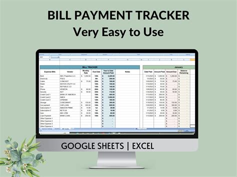 Bill Tracker Spreadsheet Monthly Bill Payment Tracking Bill Pay Tracker ...