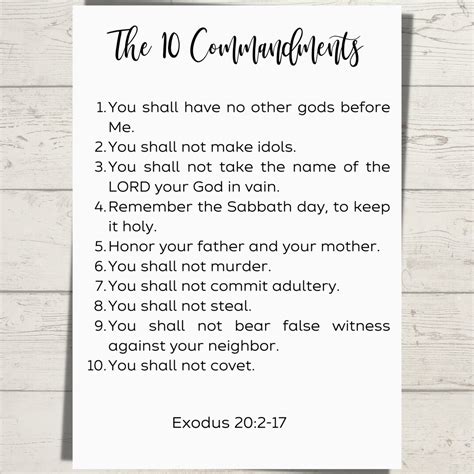 The Commandments Exodus Bible Verse Wall Art Poster