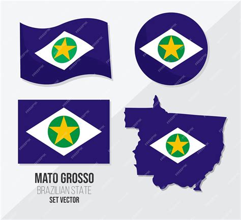 Mapa Do Símbolo Da Bandeira Do Estado Do Mato Grosso Brasil E Bandeira