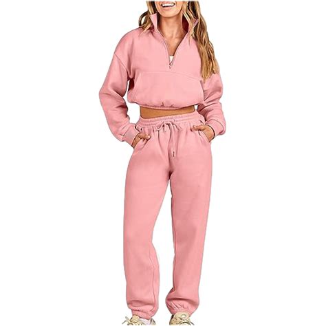 Ddapj Pyju Two Piece Outfits For Women 2023fall Winter Lightweight Tracksuit Half Zip Long