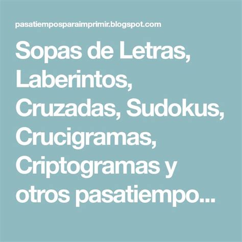 Sopas De Letras Laberintos Cruzadas Sudokus Crucigramas