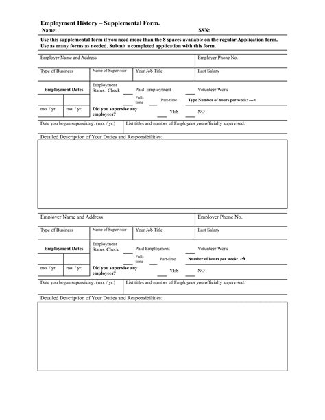 Employment History Form 9 Examples Format Pdf Tips