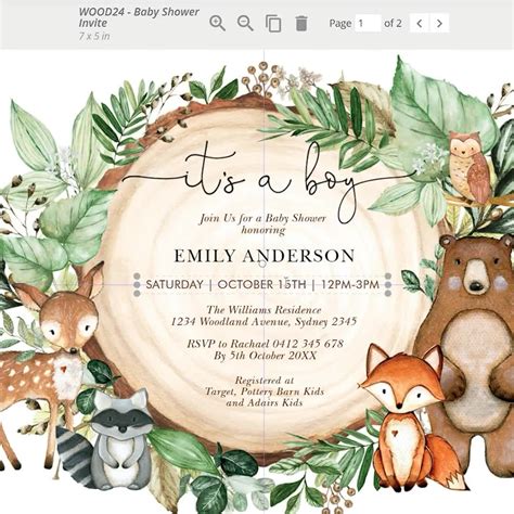 Paper Party Supplies Paper Woodland Baby Shower Invitation Woodland