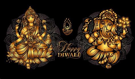 Happy Diwali Lakshmi and Ganesha. Lakshmi and Ganesha - Hindu gods ...