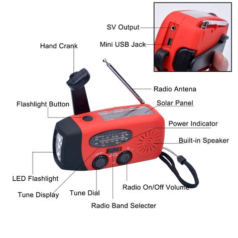 Ckeyin Dynamo Emergency Solar Hand Crank Self Powered Am Fm Wb Radio