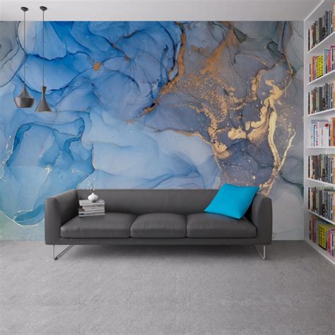 Blue Marble Design Wallpaper Wall Mural