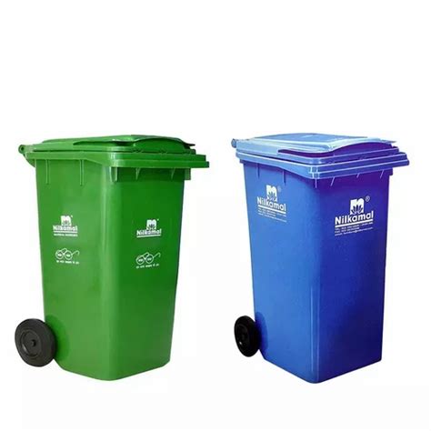 Nilkamal L Blue Green Plastic Wheel Dustbin Pc At Rs