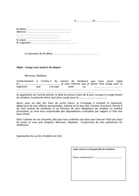 Exemple Courrier De Preavis T L Chargement Gratuit Documents Pdf