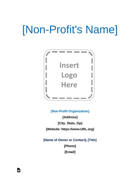 Free Non Profit Business Plan Template Pdf Word Eforms