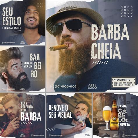 Pack Canva Barbearia 60 Artes Editáveis Super Bônus No Elo7