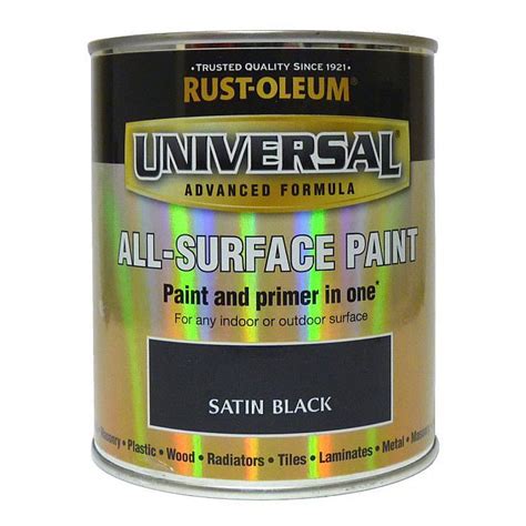 RustOleum Universal All Surface Paint 750ml Satin Black Ray Grahams