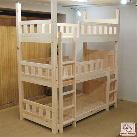 Best Natural Wood Finish Triple Bunk Bed - Furniture Mart Uganda