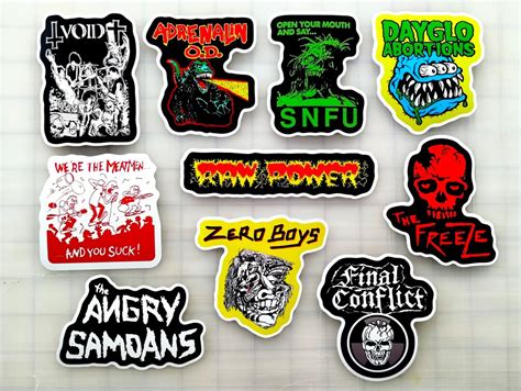 Punk Sticker Pack 10 Stickers Set 12 Vinyl Decals Rock Thrash Crust Hardcore 80 S Ska Emo