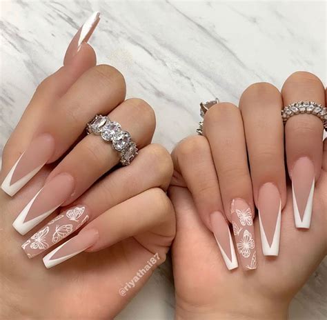 White Tip Acrylic Nails Bling Acrylic Nails Acrylic Nails Coffin