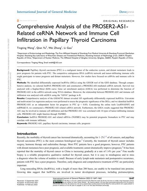 PDF Comprehensive Analysis Of The PROSER2 AS1 Related CeRNA Network