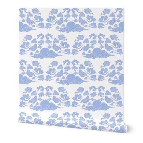 BLUE CLOUDS Wallpaper | Spoonflower