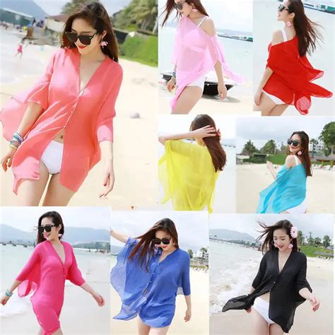 Sexy Women Solid Color Swimwear Beachwear Bikini Beach Wear Cover Up