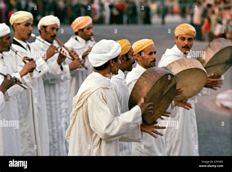 Morocco - Berber music group of musicians with flutes and drums during ...