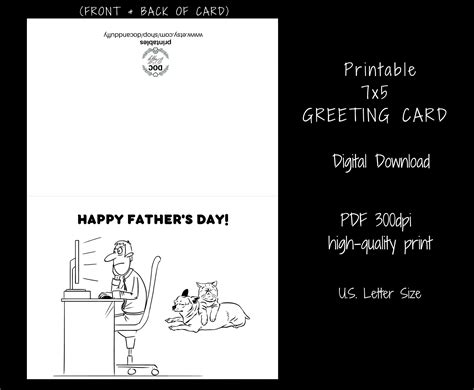 Printable Father's Day Card, Printable Fathers Day Greeting Cards, Cat or Dog, Dog or Cat Cards ...