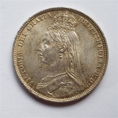 1892 Queen Victoria Silver Shilling T M J Hughes Coins