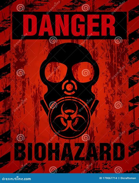 Danger Biohazard Warning Label Sign Gas Mask Icon Infected Specimen