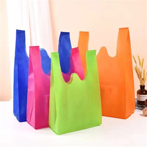 Pcs Sando Eco Bag Plain Reusable Tote Bag Non Woven Shopping Vest