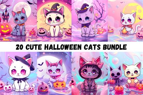 20 Cute Halloween Cats Bundle Graphic by yaseenbaigart · Creative Fabrica