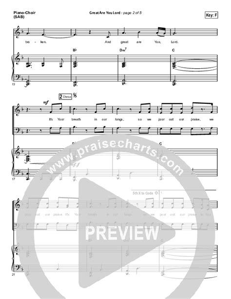 Great Are You Lord Unison Part Sheet Music Pdf All Sons