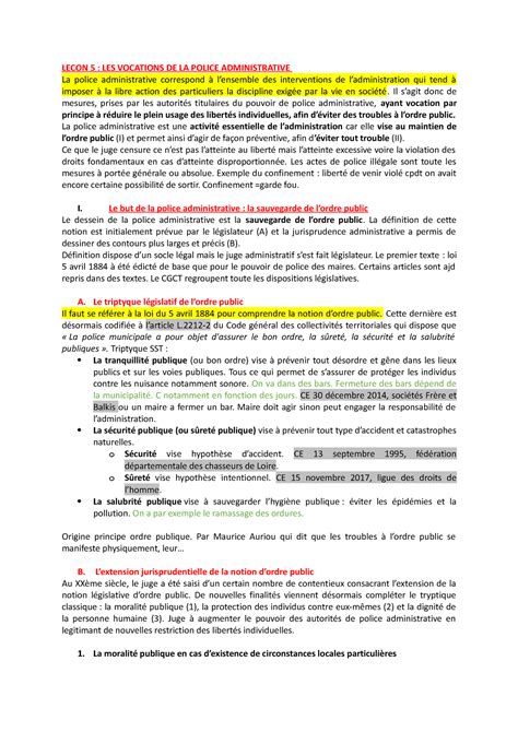 Leçon 5 droit administratif l2 s3 LECON 5 LES VOCATIONS DE LA