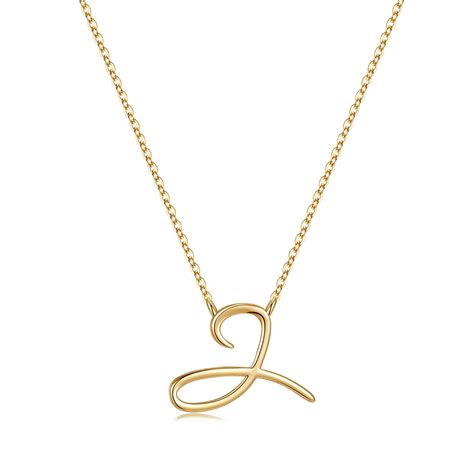 Aunool Initial Necklaces For Women Girls 14k Gold Plated Cursive Letter