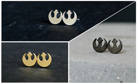 Star Wars Earrings 14k Gold Plated 925 Sterling Silver Black Etsy