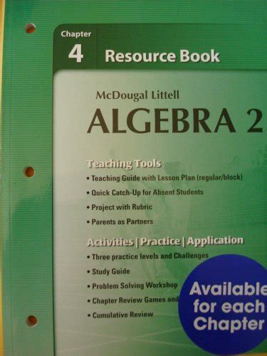 Mcdougal Littell Algebra 2 Chapter 4 Resource Book 2007 Larson Worksheets Library