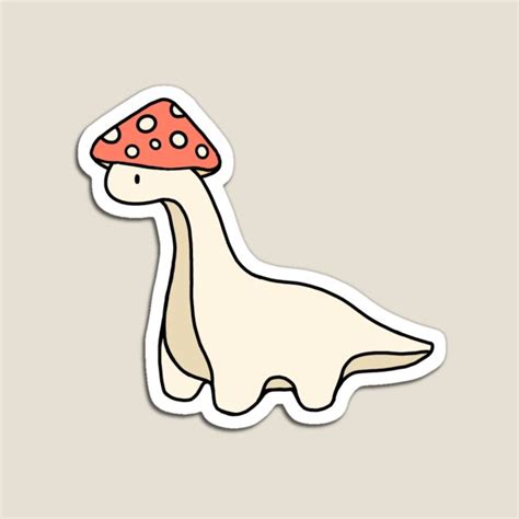 Simple Red And White Mushroom Hat Brontosaurus Dinosaur Magnet For