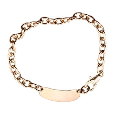 14 Karat Yellow Gold Id Link Bracelet For Sale At 1stdibs