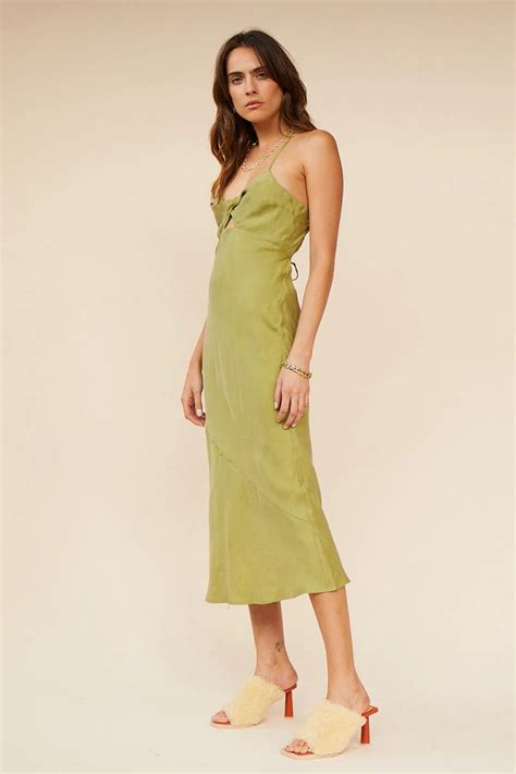 Suboo Georgia Twist Front Slip Dress Moss All The Dresses