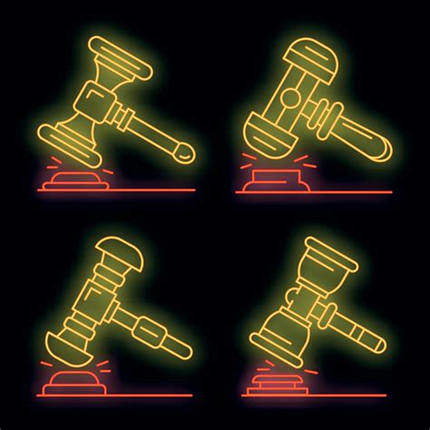 Judge hammer icon set vector neon 8823004 Vector Art at Vecteezy