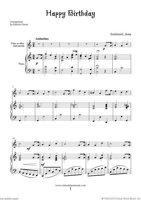 Download and Print Happy Birthday sheet music for piano, voice or other ...