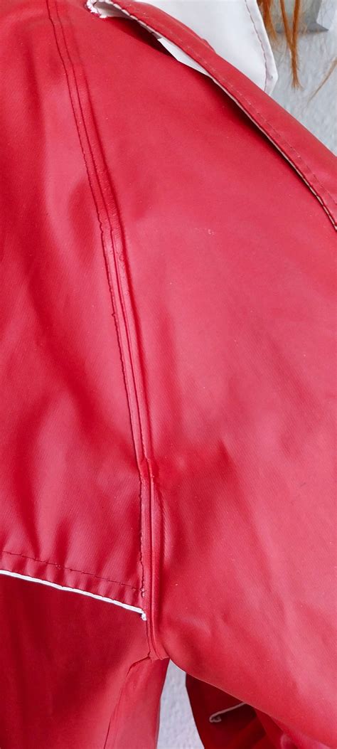 Retro Vintage Grundens Red Pvc Raincoat Rainjacket Raincape Catsuit Etsy