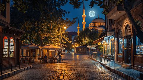 The Streets Of Istanbul At Night The Sophia Mosque A Beautiful