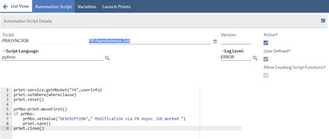 Maximo Automation Script To Execute Asynchronous Job Maximo