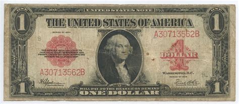 One Dollar Red Seal Legal Tender Large Size Bank Note Bill