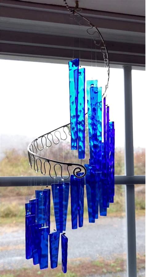 Blues In The Night Glass Spiral Wind Chimes Jules Tones Etsy