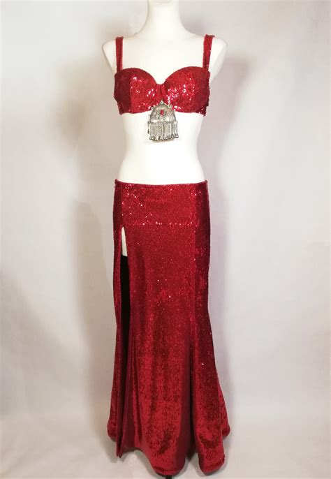 Sparkle Red Tribal Belly Dance Costume In Jessica Rabbit Style Etsy