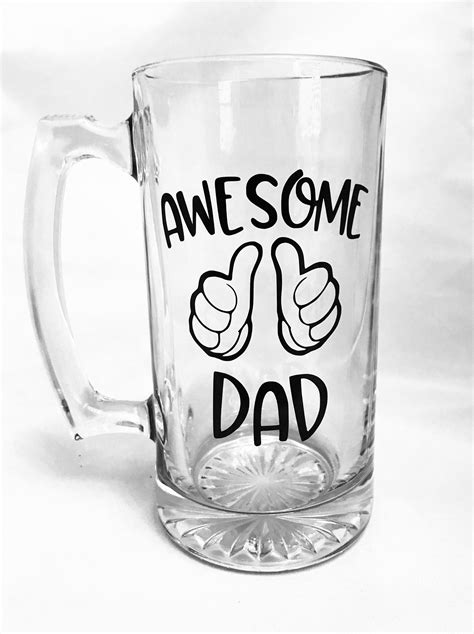 Awesome Dad Beer Mug Father S Day Birthday Daddy Etsy Glass Beer