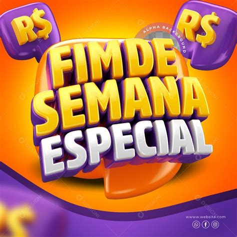 Selo 3D Fim De Semana Especial Para Composição PSD zip Folheto de