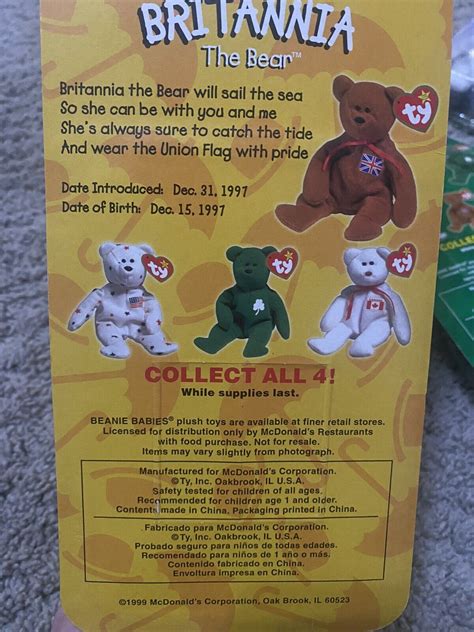 Ty Beanie Babies Mcdonalds International Bears Set Of With Errors